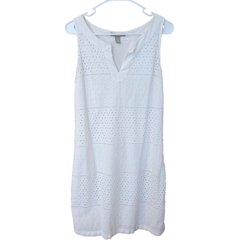 Banana Republic Factory Eyelet Shift Dress White Size 10